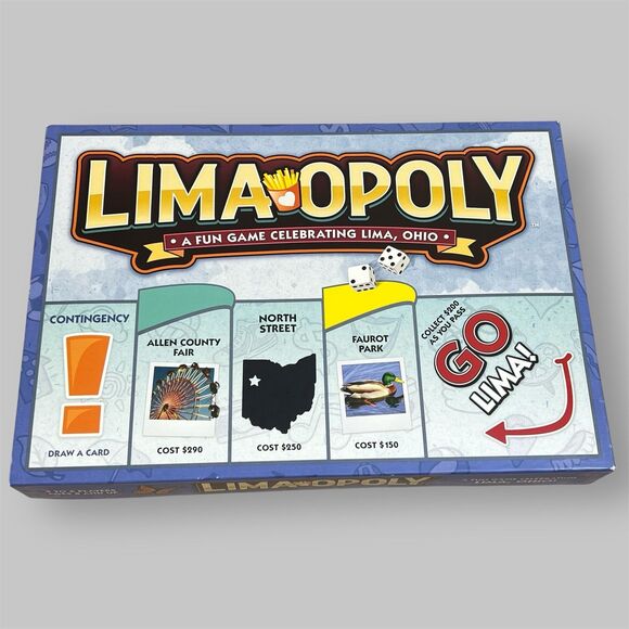 Lima-Opoly Monopoly Board Game Celebrating Lima, Ohio - New Opened/Sealed Pieces